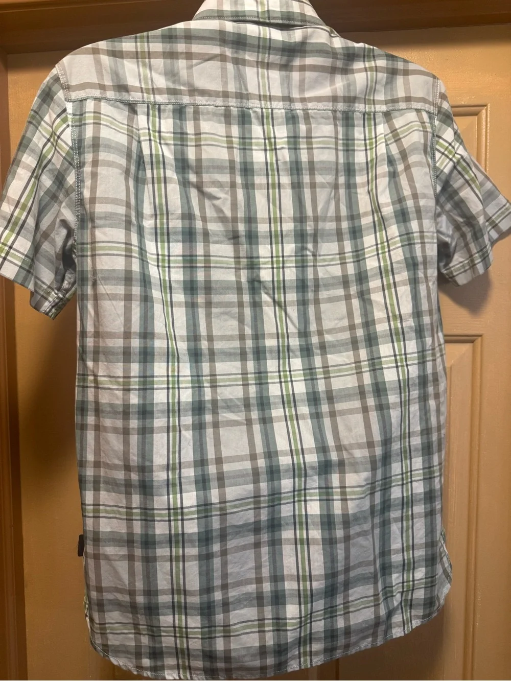The North Face Men's Short Sleeve Plaid Button-Down Shirt White & Green Sz M